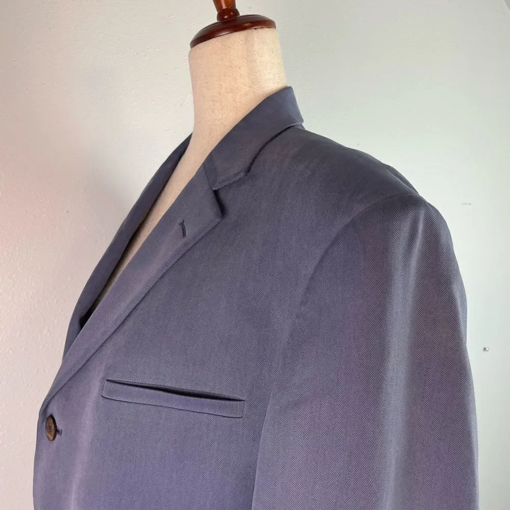 Joseph & Feiss Silk Blue Sport Coat with Notched Lapel Size 42S EUC